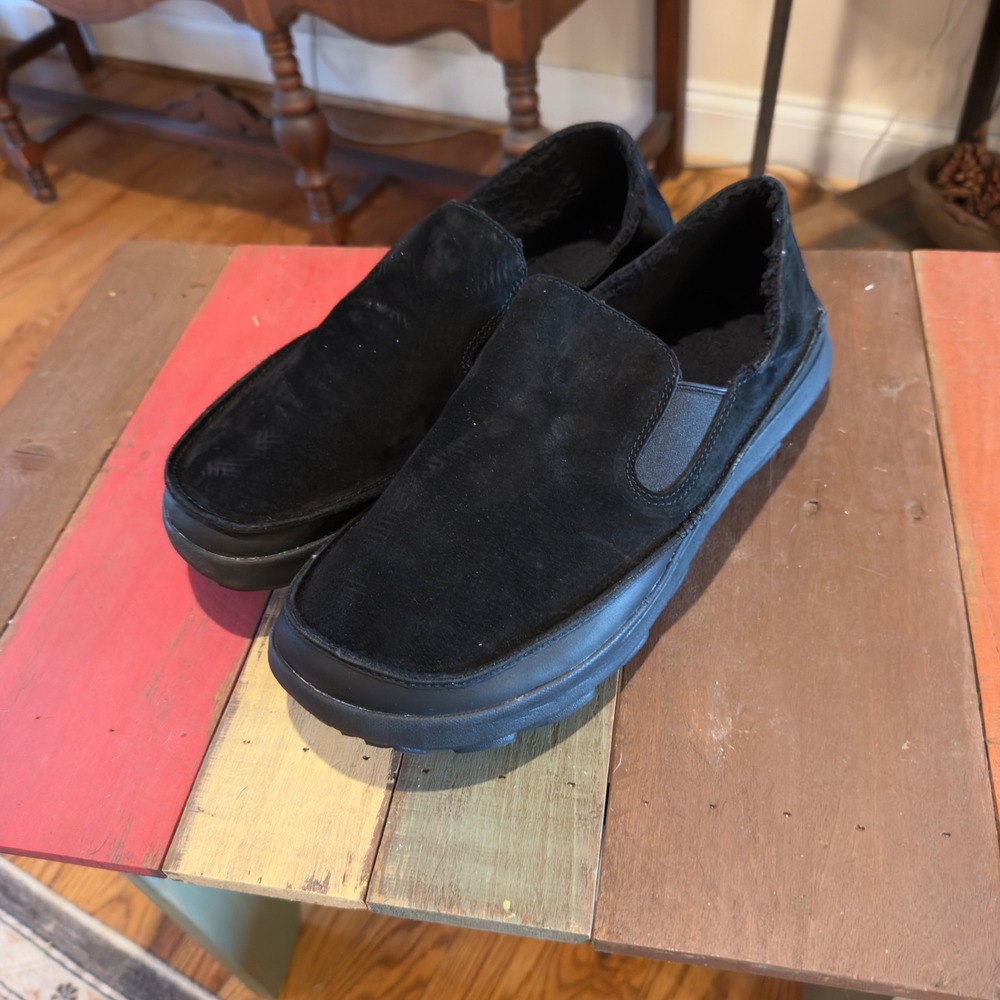 Merrell Hut Moc 2 Black Raven Suede Fleece Lined Slip On‎ Shoes Mens 14 J005539